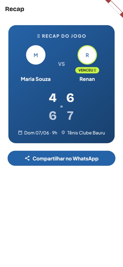 Recap do jogo: Maria Souza contra Renan, 4-6 6-7